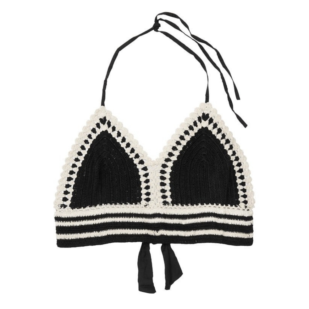 NWT AMERICA & BEYOND Crochet V-neck Crop Top
